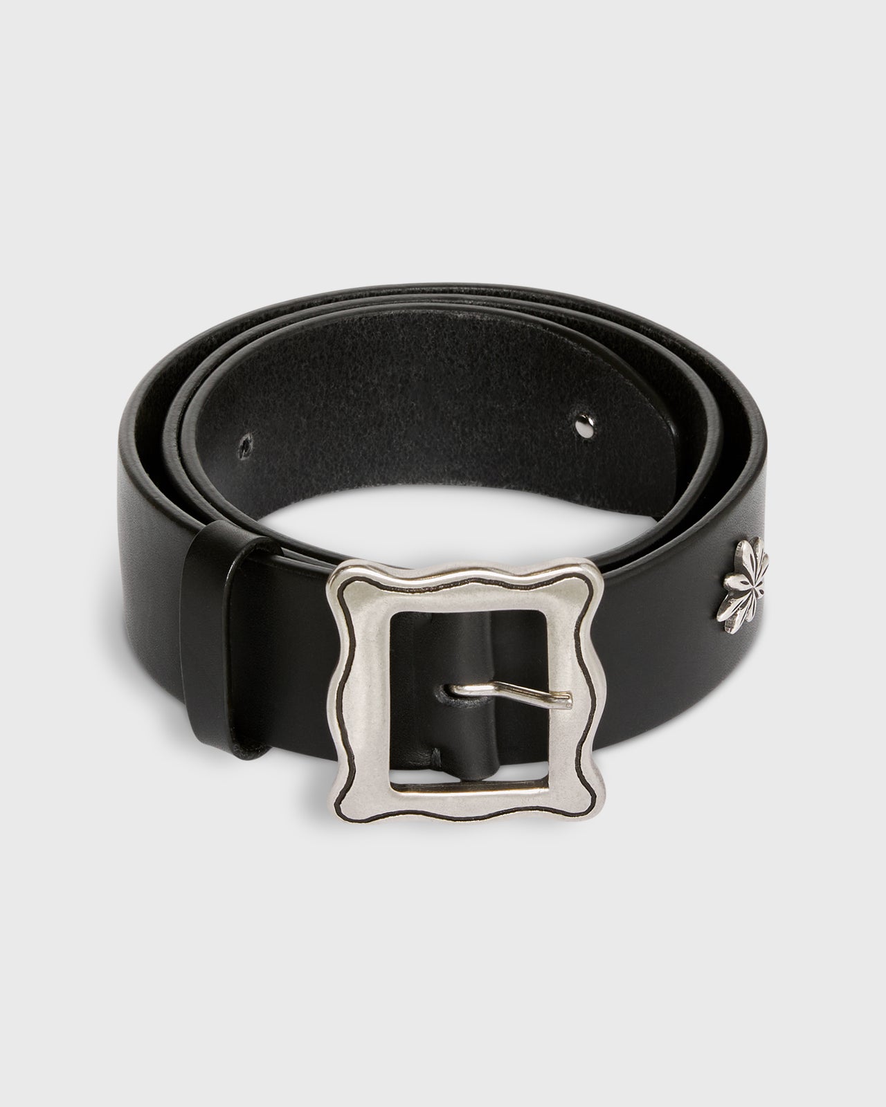 1.5" Edelweiss Studded Belt in Black Leather