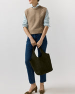 Load image into Gallery viewer, Large Paola Bucket Bag in Dark Olive Suede

