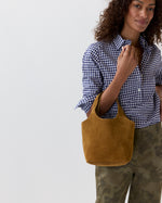 Load image into Gallery viewer, Paola Bucket Bag in Caramel Suede
