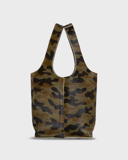 Paola Bucket Bag in Small Camoflauge Calf Hair
