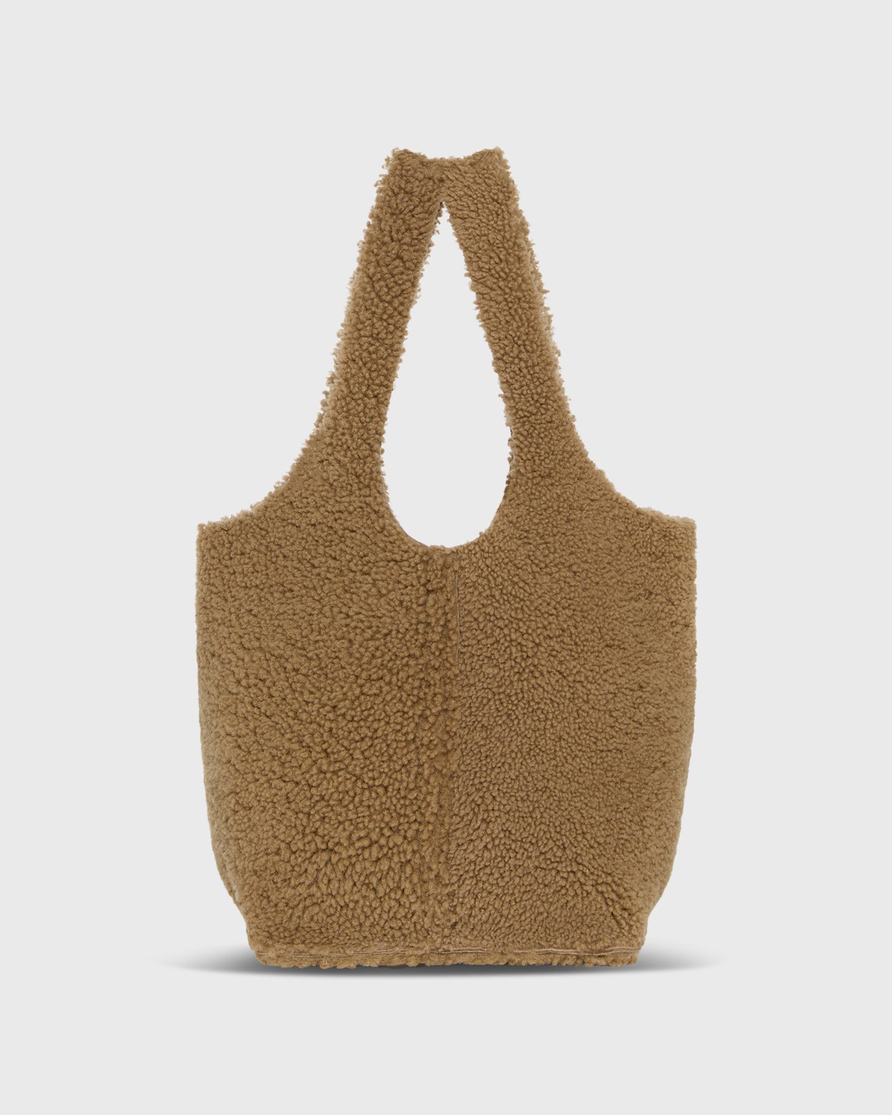 Paola Bucket Bag in Tan Shearling