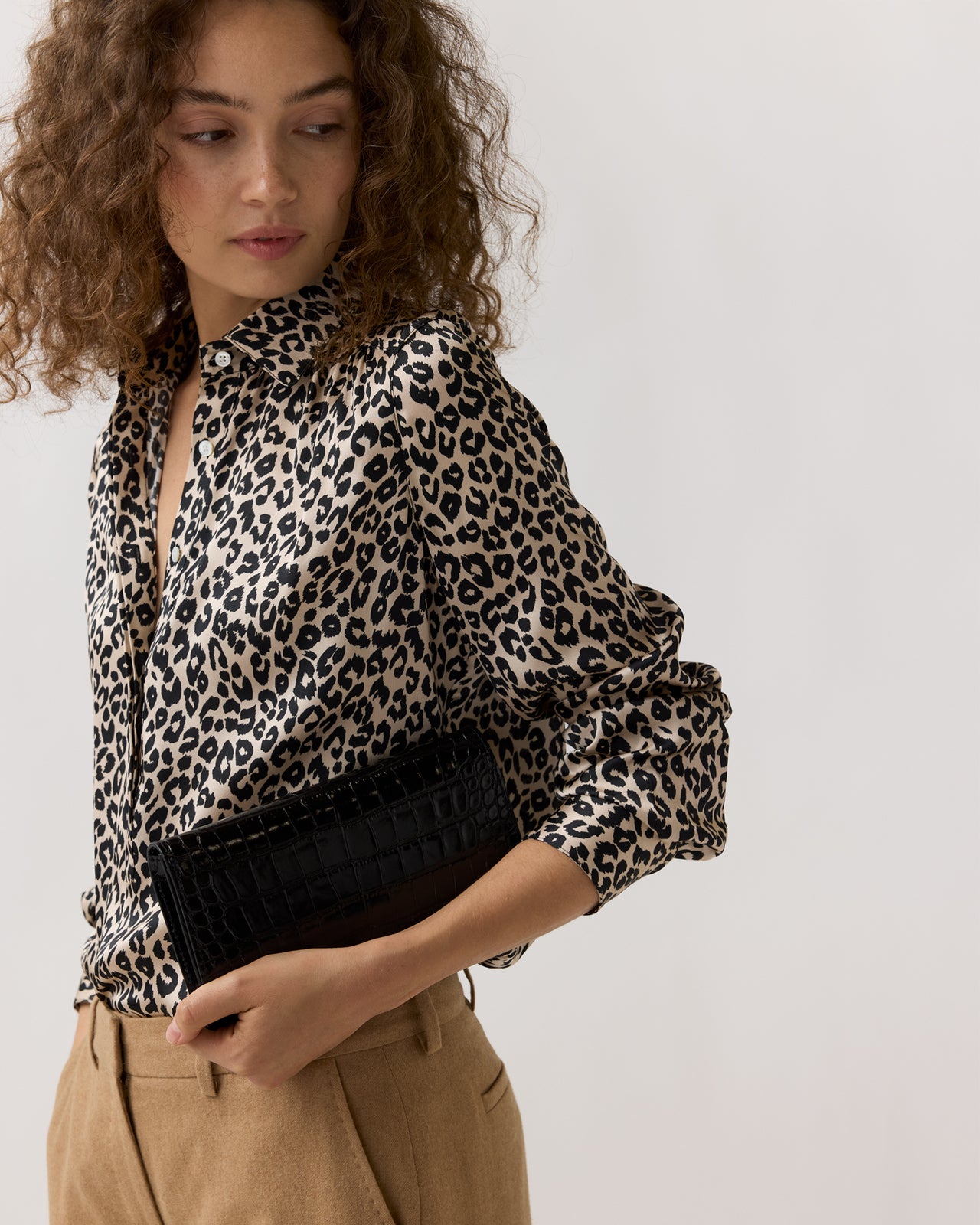 Patricia Clutch in Black Printed Croco