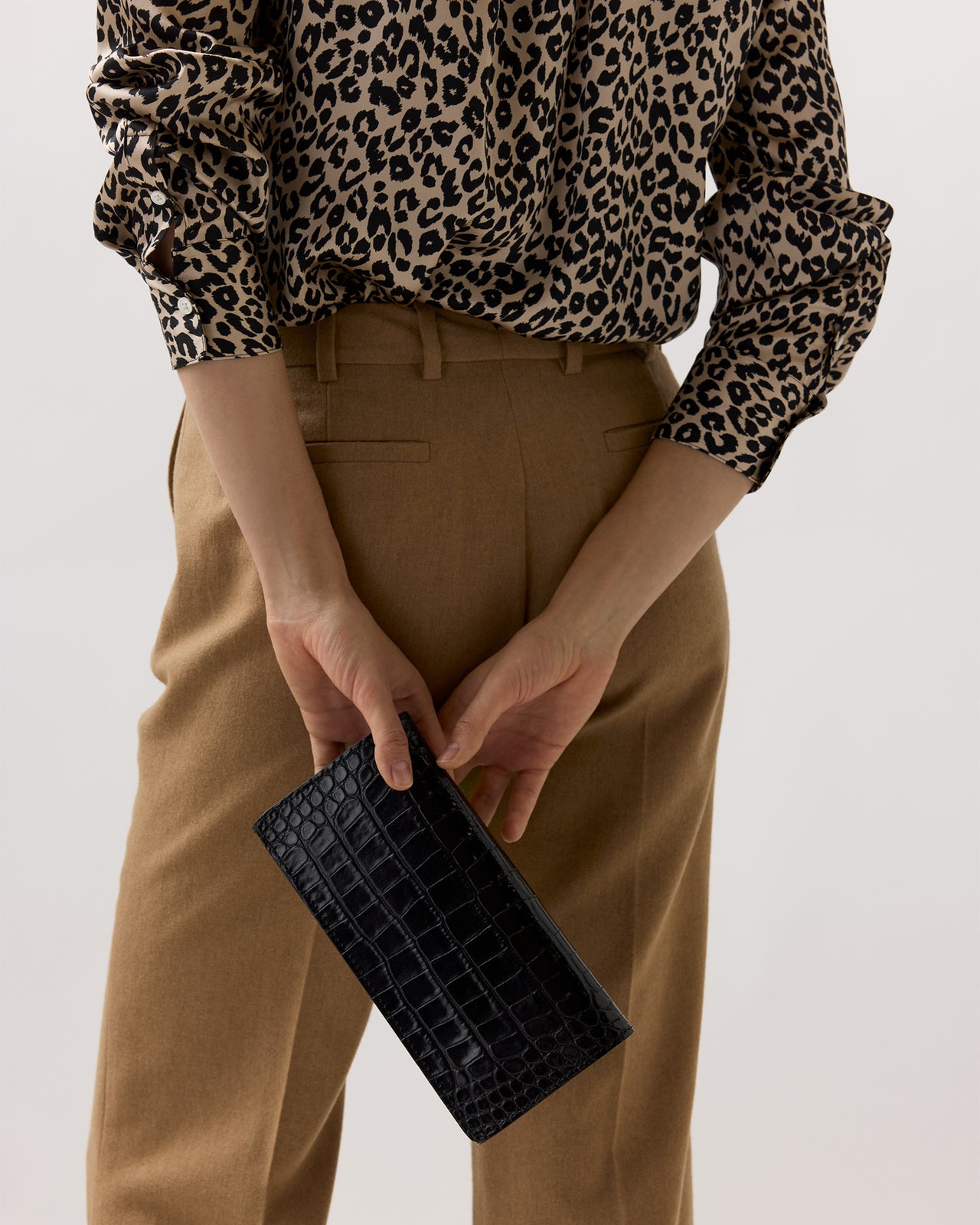 Patricia Clutch in Black Printed Croco