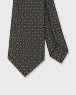 Load image into Gallery viewer, Silk Print Tie in Navy/Olive/Burgundy Flower Medallion
