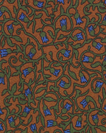 Load image into Gallery viewer, Silk Print Tie in Havana/Olive/Blue Floral Vine
