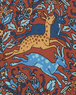 Load image into Gallery viewer, Silk Print Tie in Red/Aegean Antelope Scene
