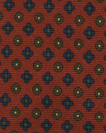 Load image into Gallery viewer, Hand-Rolled Wool Print Tie in Red/Blue/Olive Foulard
