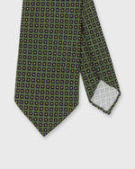 Load image into Gallery viewer, Hand-Rolled Silk Print Tie in Green/Navy/Yellow Square
