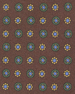 Load image into Gallery viewer, Silk Print Tie in Chocolate/Blue/Sand Foulard
