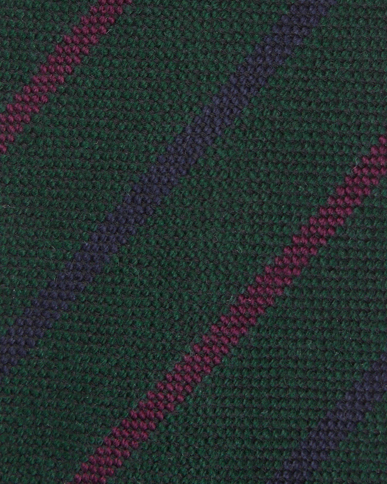 Hand-Rolled Wool Woven Tie in Forest/Navy/Gold Stripe
