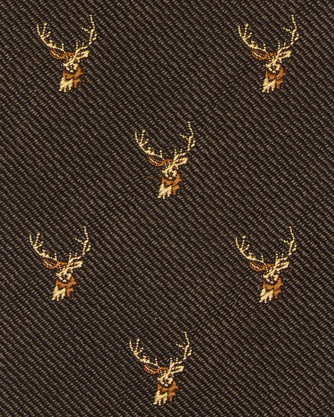 Hand-Rolled Silk/Cotton Club Tie in Brown Stag