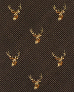 Load image into Gallery viewer, Hand-Rolled Silk/Cotton Club Tie in Brown Stag
