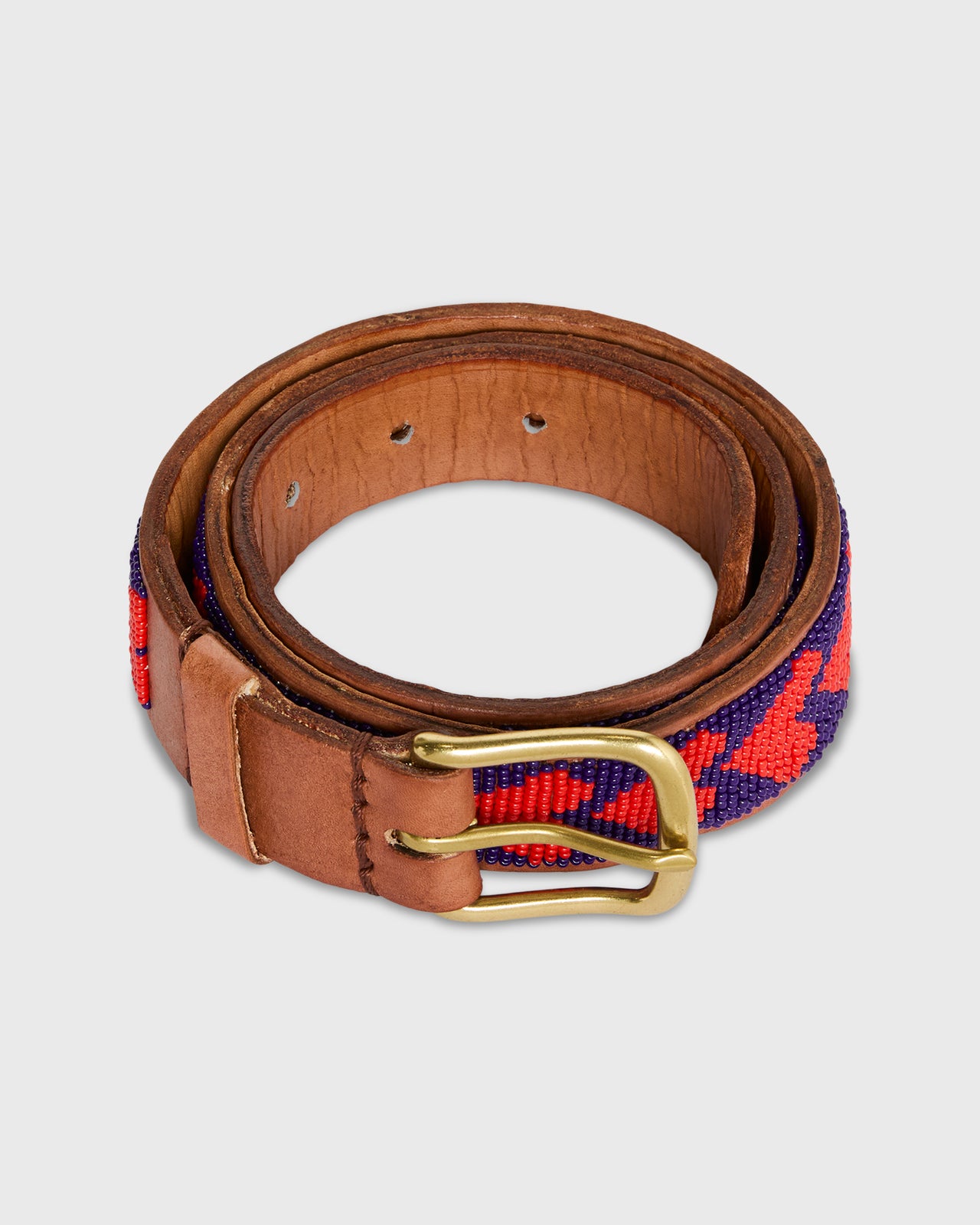 1.25" African Beaded Belt in Navy/Red All Hearts