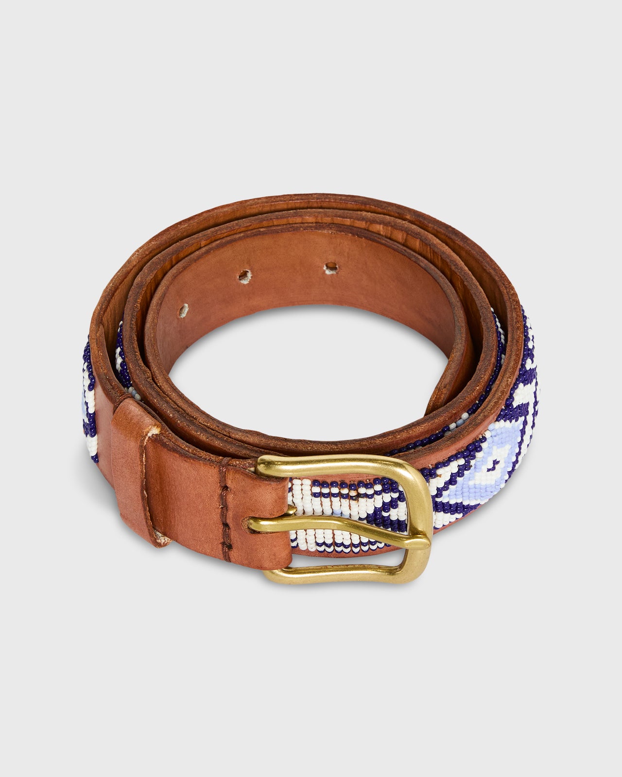 1.25" African Beaded Belt in Navy/Blue Arrow