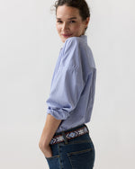 Load image into Gallery viewer, 1.25" African Beaded Belt in Navy/Blue Arrow
