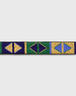Load image into Gallery viewer, 1.25" African Beaded Belt in Blue/Green Kilifi
