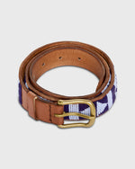 Load image into Gallery viewer, 1.25" African Beaded Belt in Sky Bue/Navy Arrow
