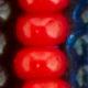 1.25" African Beaded Belt in Blue/Red Multi Vertical