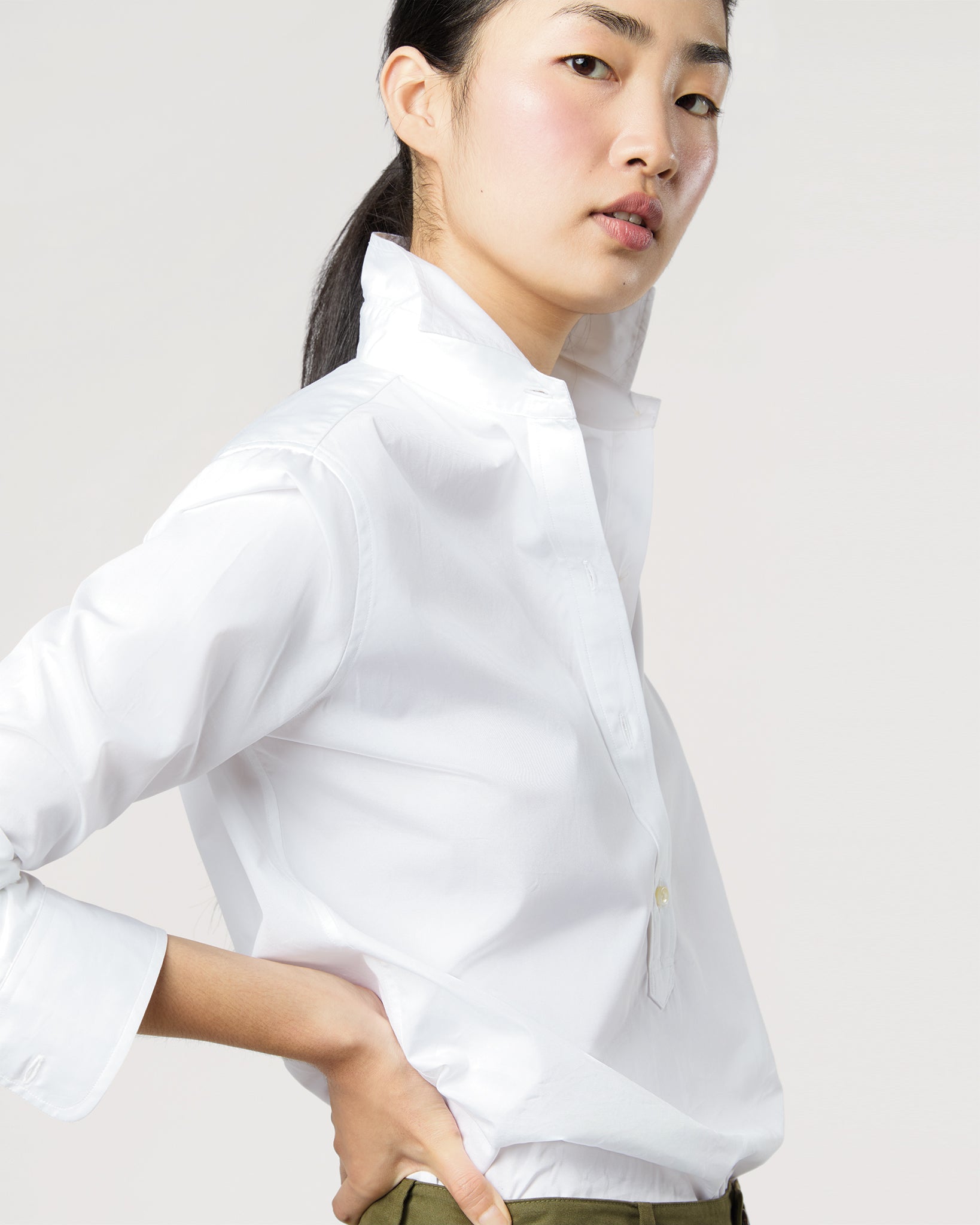 Tomboy Popover Shirt in White Poplin
