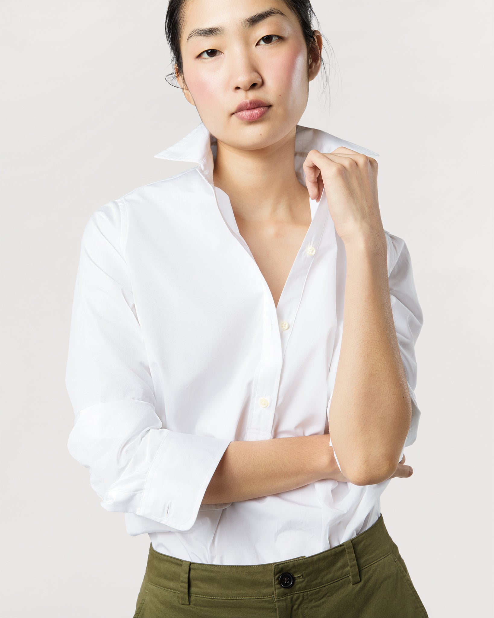 Tomboy Popover Shirt in White Poplin