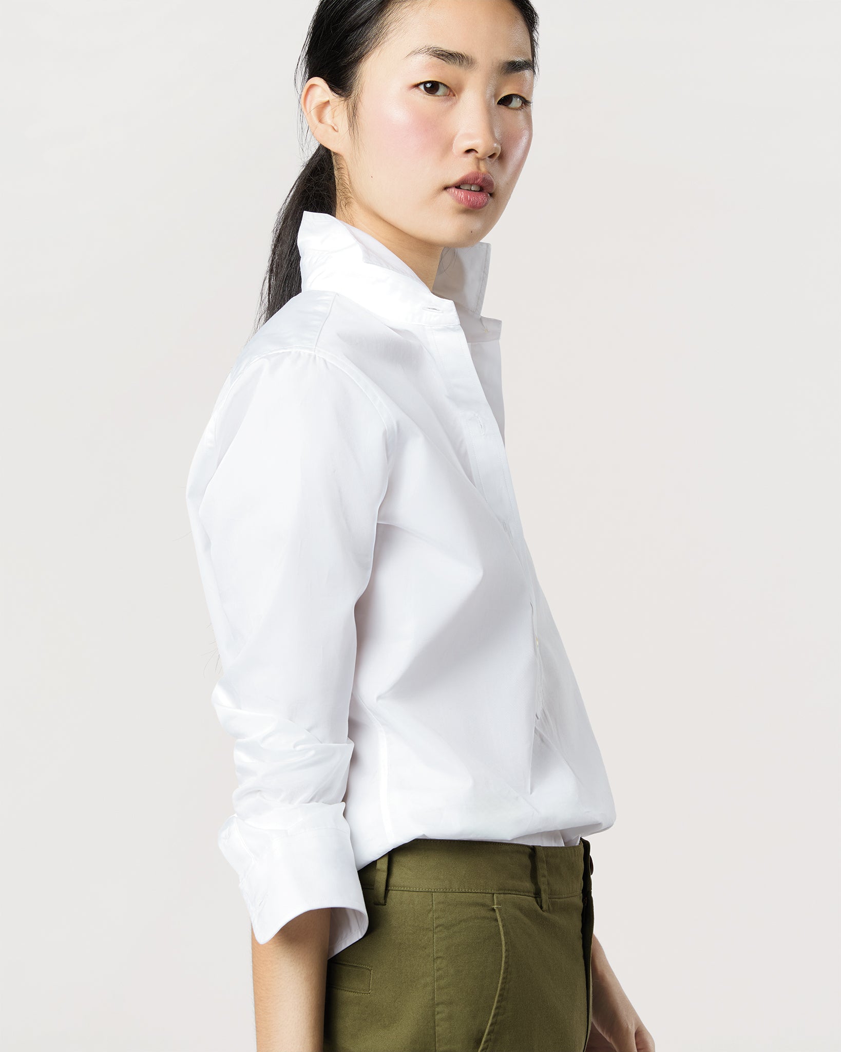 Tomboy Popover Shirt in White Poplin