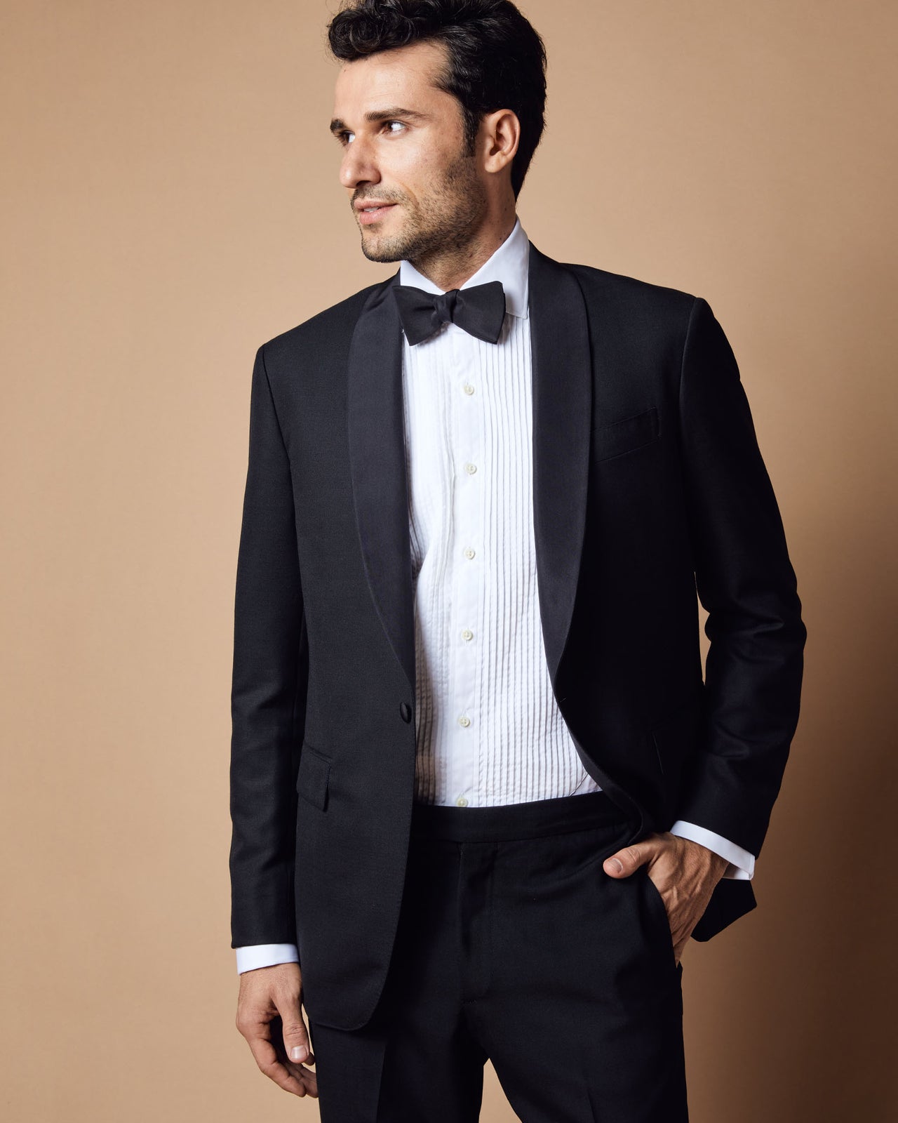 Virgil No. 3 Shawl Collar Tuxedo in Black Wool with Silk Grosgrain Trim