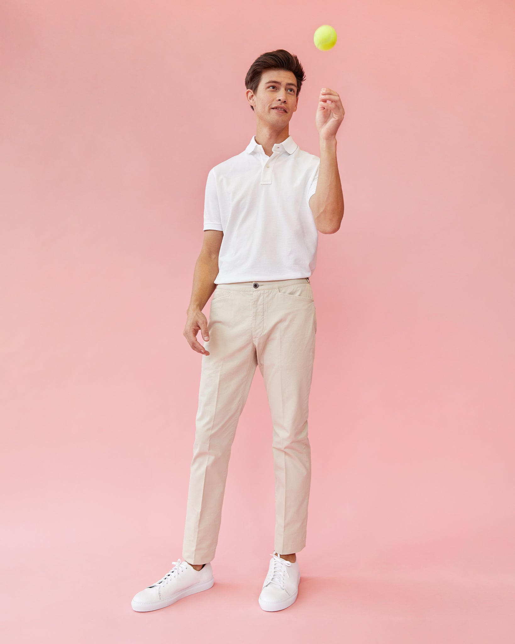 Court Polo in White Pima Pique