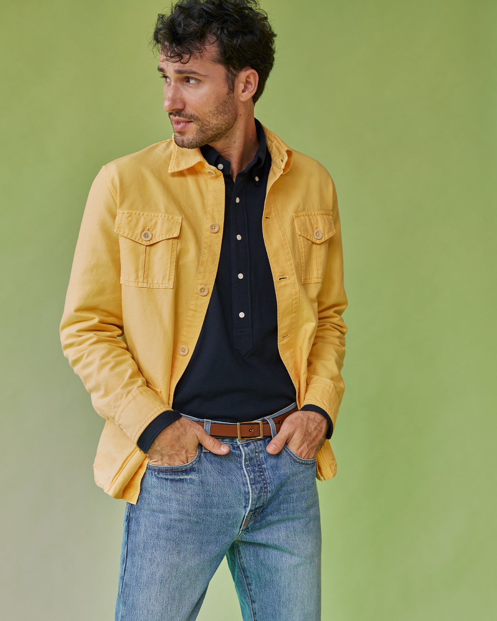 Military Jacket in Yellow Lightweight Canvas