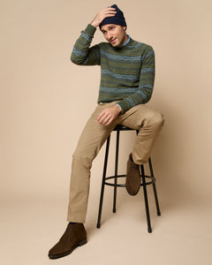 Long-Sleeved Rally Polo Sweater in Brazil Nut Cotton/Cashmere