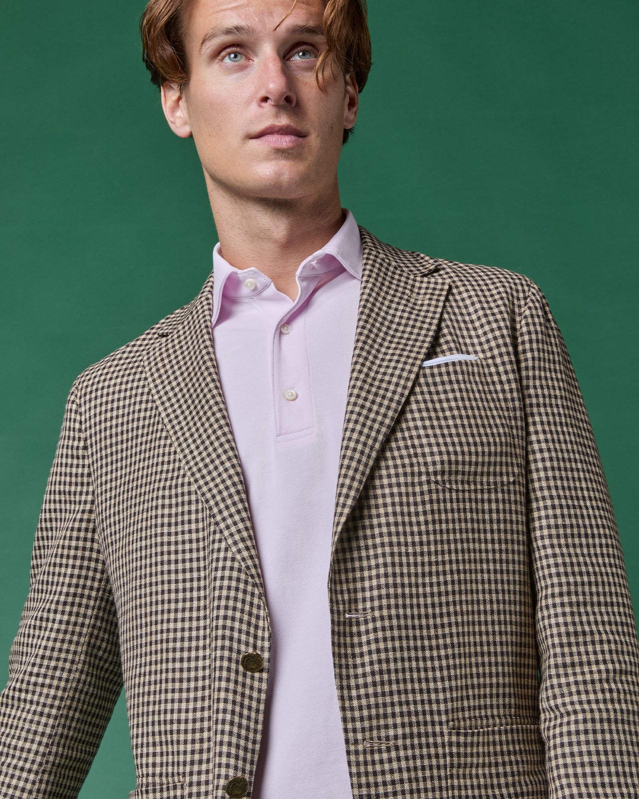 Ghost Blazer in Chocolate/Sand Check Hopsack