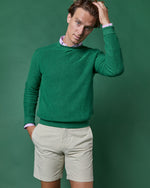 Load image into Gallery viewer, Lightweight Beach Crewneck Sweater in Heathered Green Cotton/Linen
