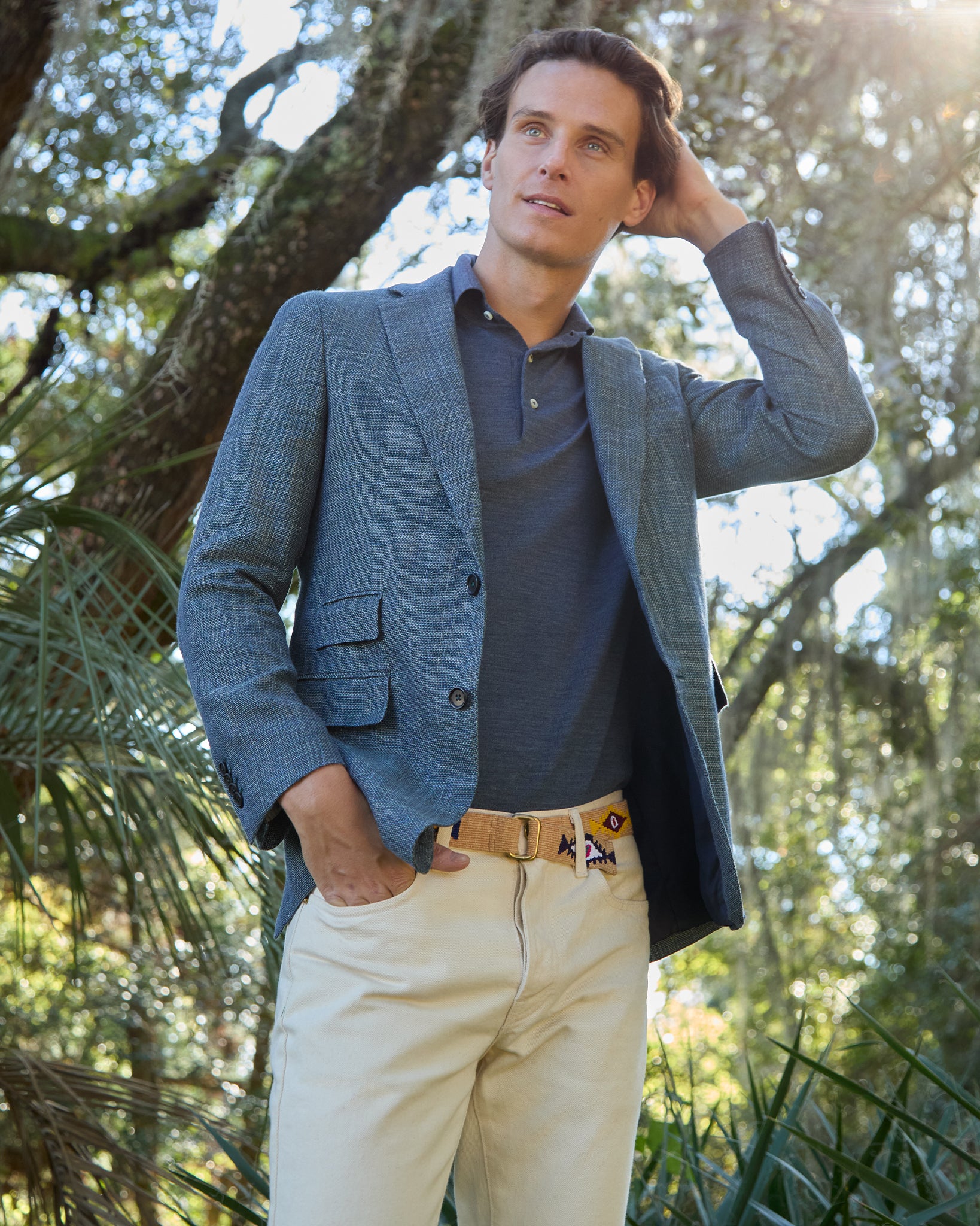 Kincaid No. 2 Jacket in Green/Blue Mix Hopsack