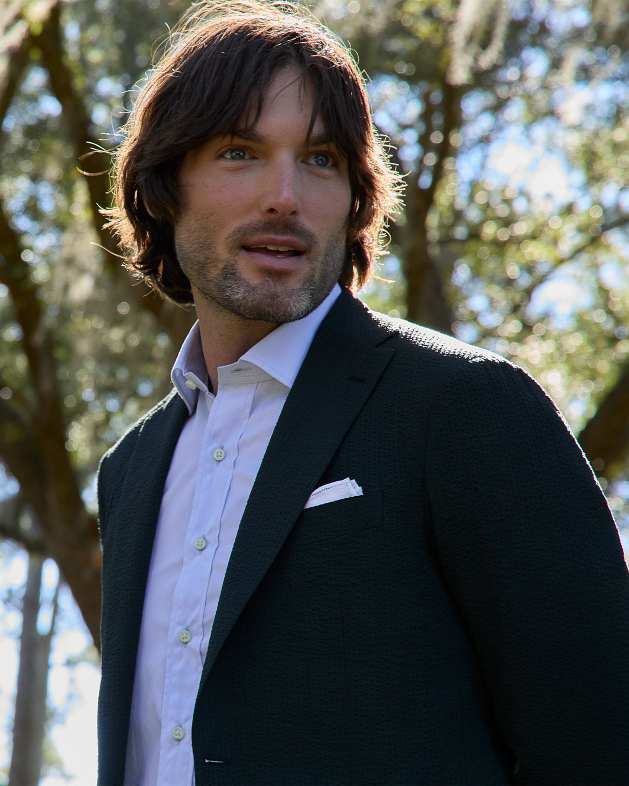 Kincaid No. 3 Suit in Dark Forest Seersucker