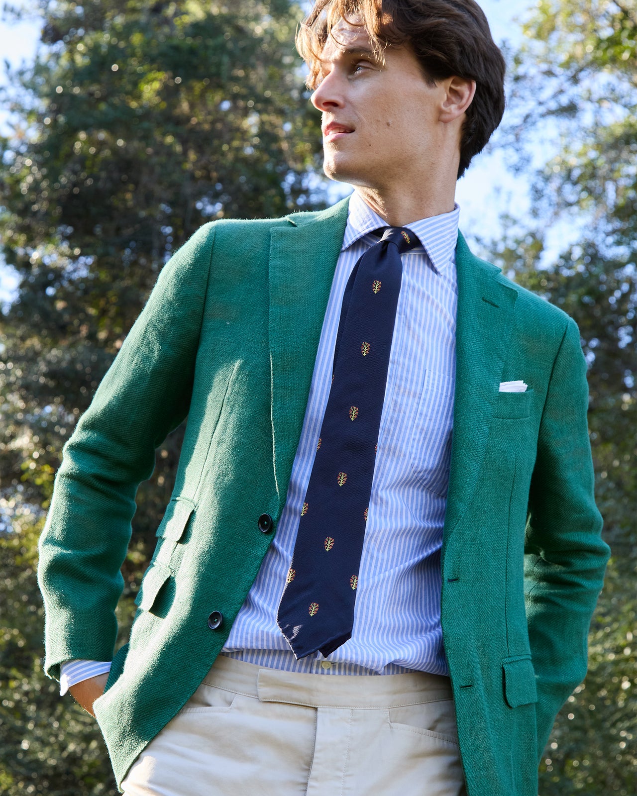 Kincaid No. 2 Jacket in Green Linen Hopsack