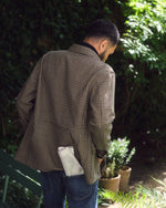 Load image into Gallery viewer, Military Jacket in Oat/Olive/Navy Plaid Hopsack
