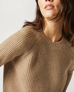 Load image into Gallery viewer, Eli Shaker-Stitch Sweater in Heather Mink Cashmere
