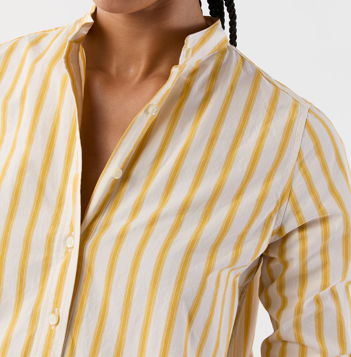 Made-to-Order Fabric in Gold/Ivory Balanced Stripe Poplin