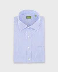 Spread Collar Dress Shirt Blue Small Bengal Stripe Poplin