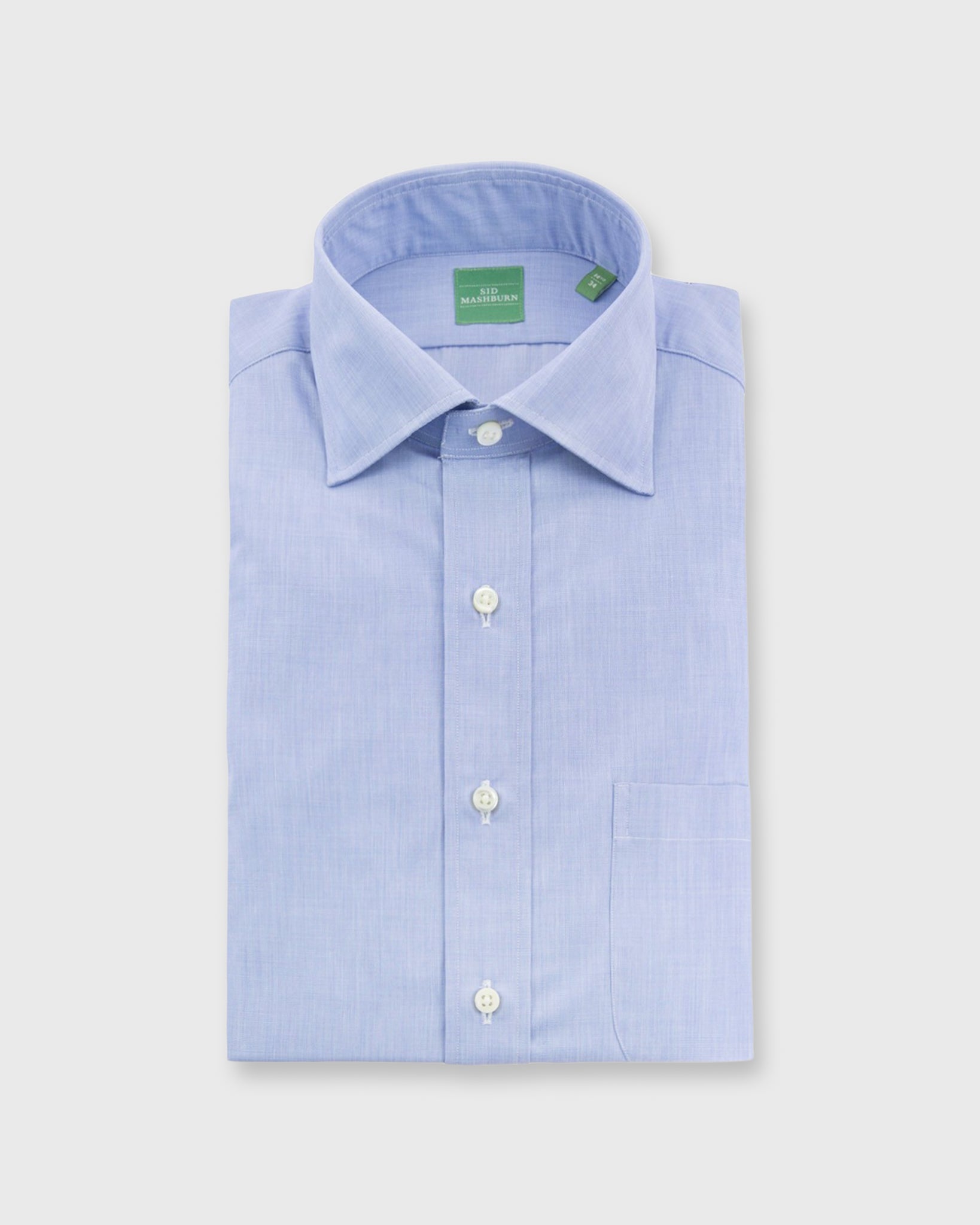 Spread Collar Dress Shirt in Blue End-On-End - 15.5 / 35 by Sid Mashburn Spread Collar Dress Shirt in Blue End-On-End - 15.5 / 35 by Sid Mashburn