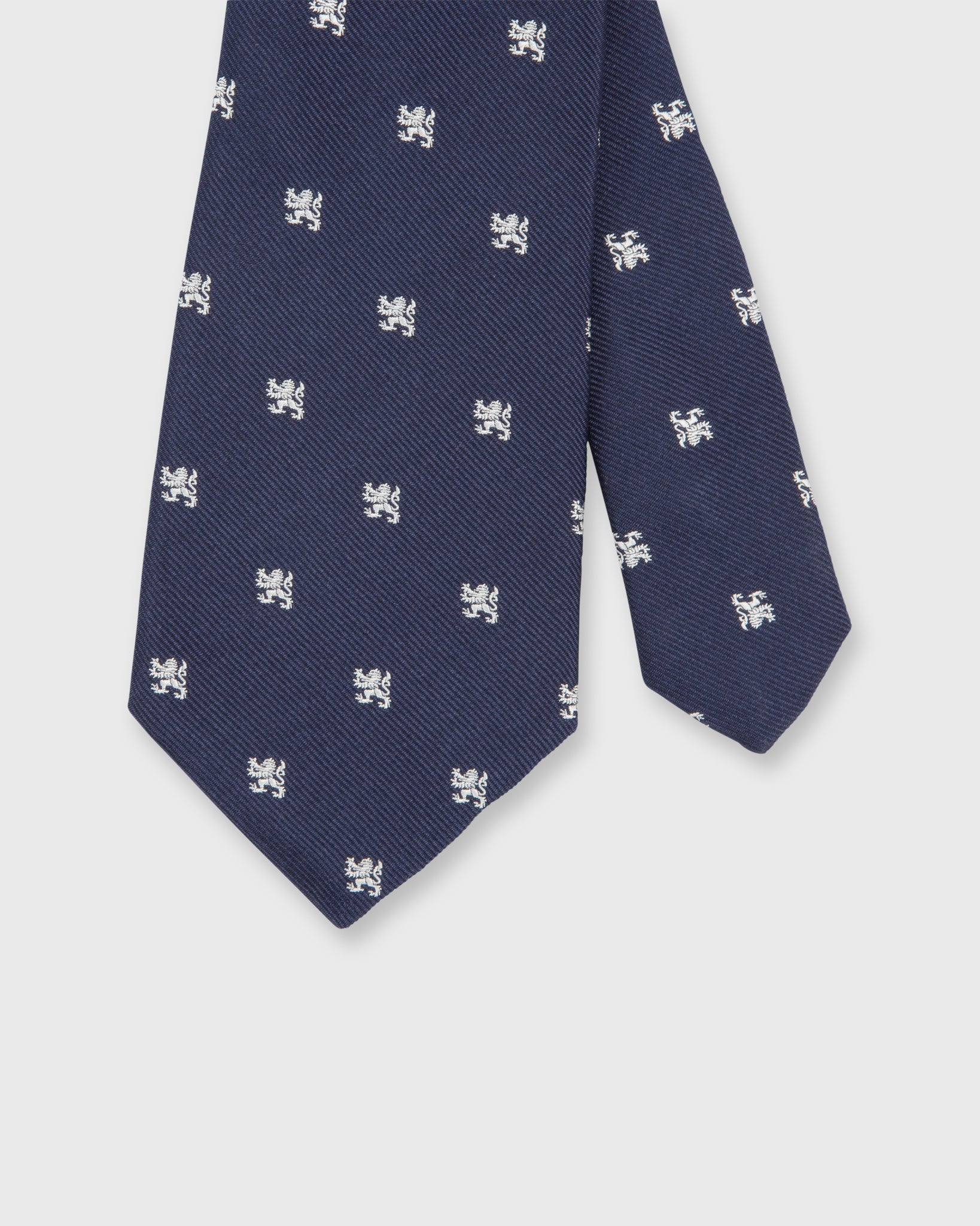 Silk Faille Club Tie Navy/White Griffin