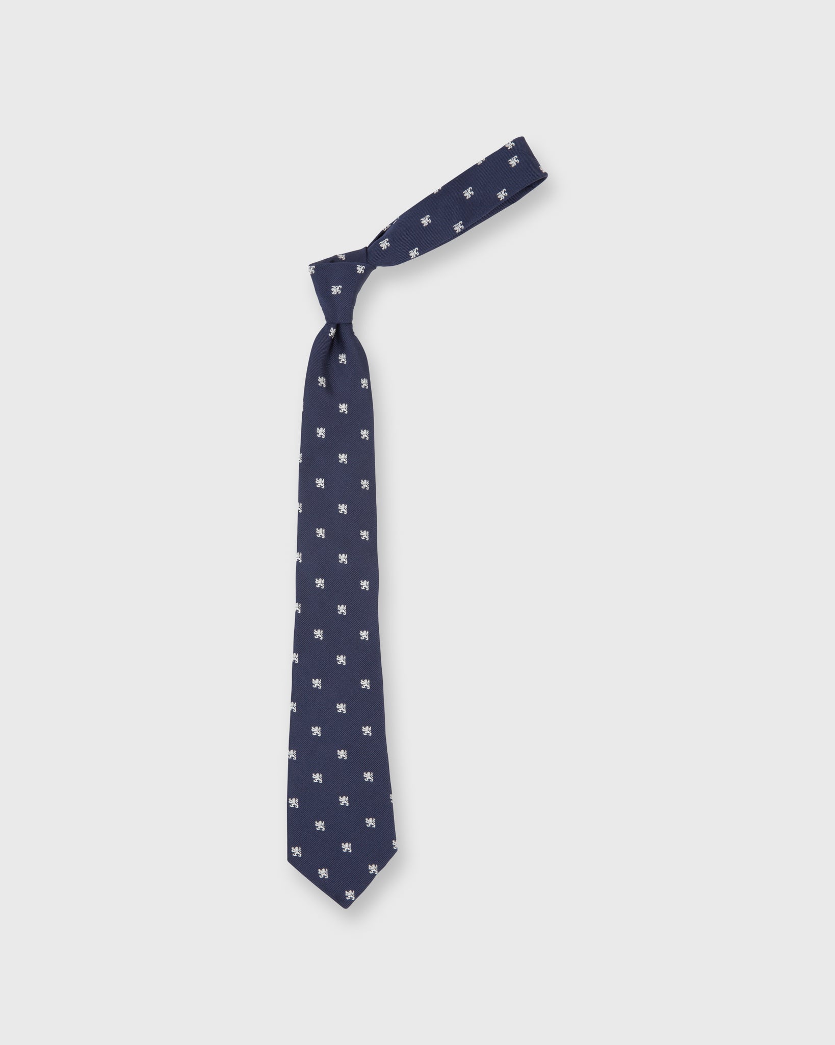 Silk Faille Club Tie Navy/White Griffin