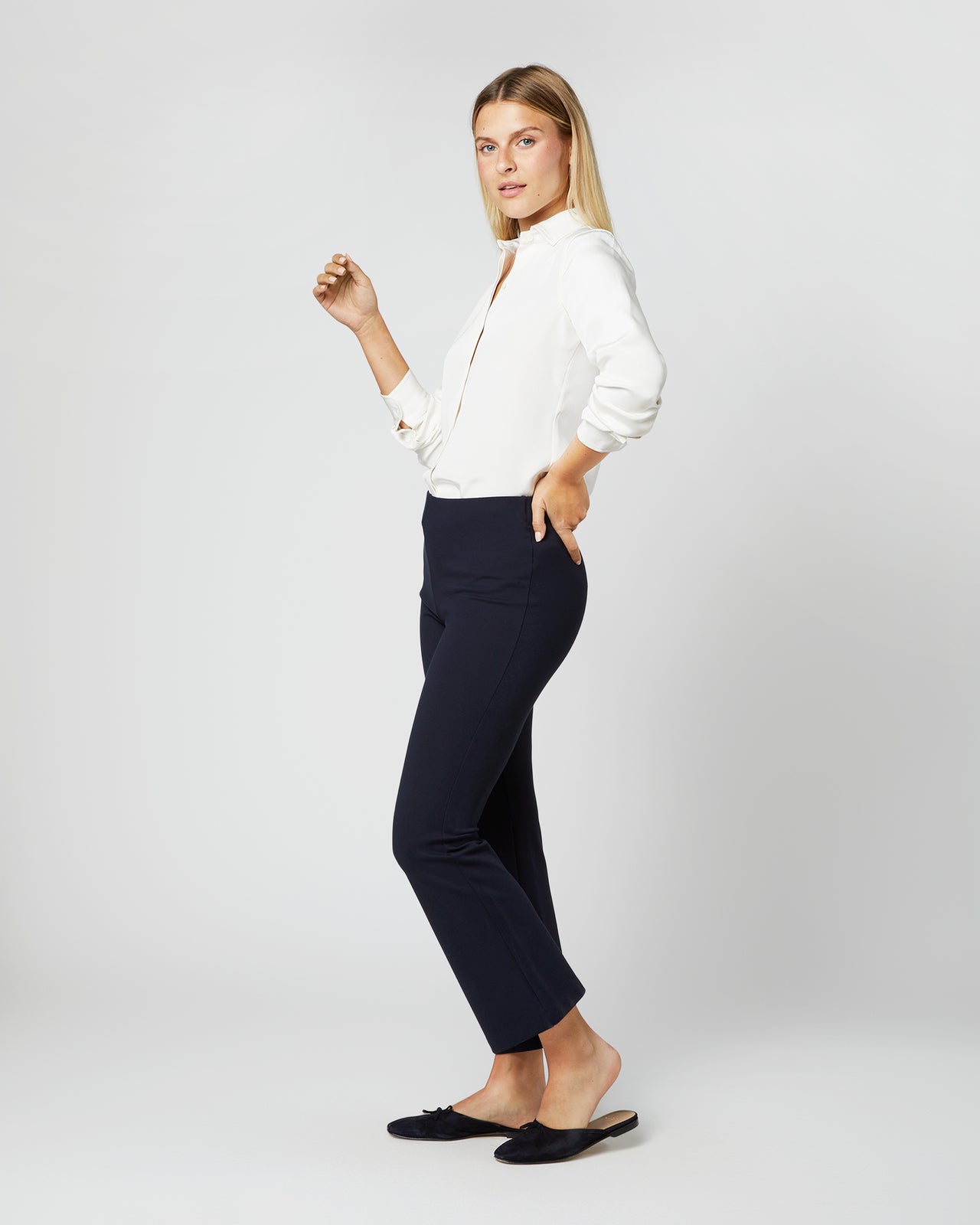 Classic Blouse in Ivory Silk Crepe de Chine