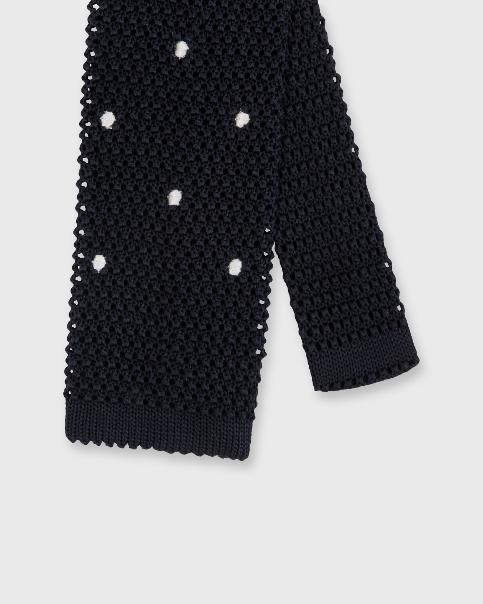 Silk Knit Tie Navy/White Dot