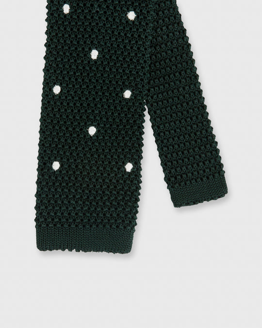 Silk Knit Tie Hunter/White Dot