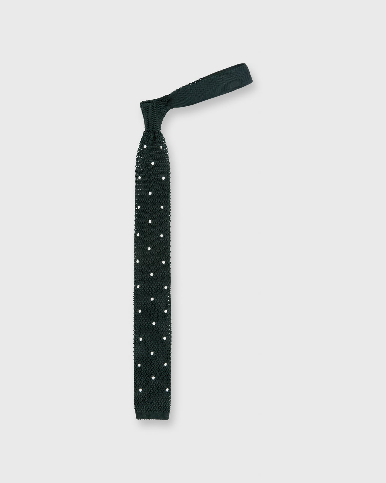 Silk Knit Tie Hunter/White Dot