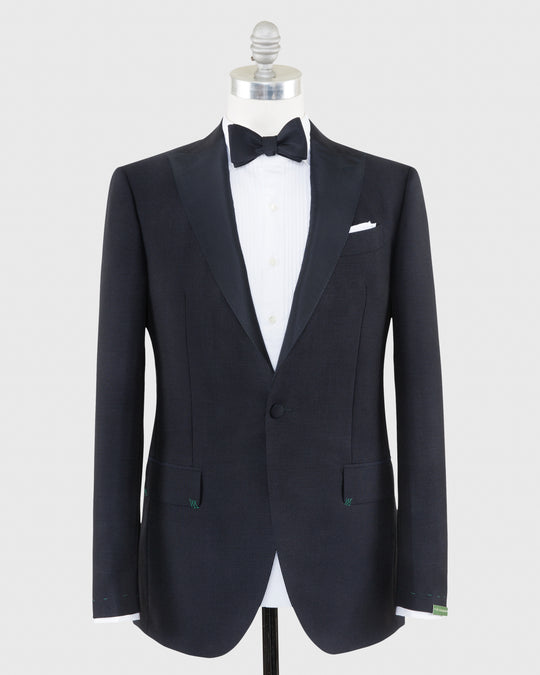 Kincaid No. 3 Peak Lapel Tuxedo Navy Wool Mohair with Silk Grosgrain Trim