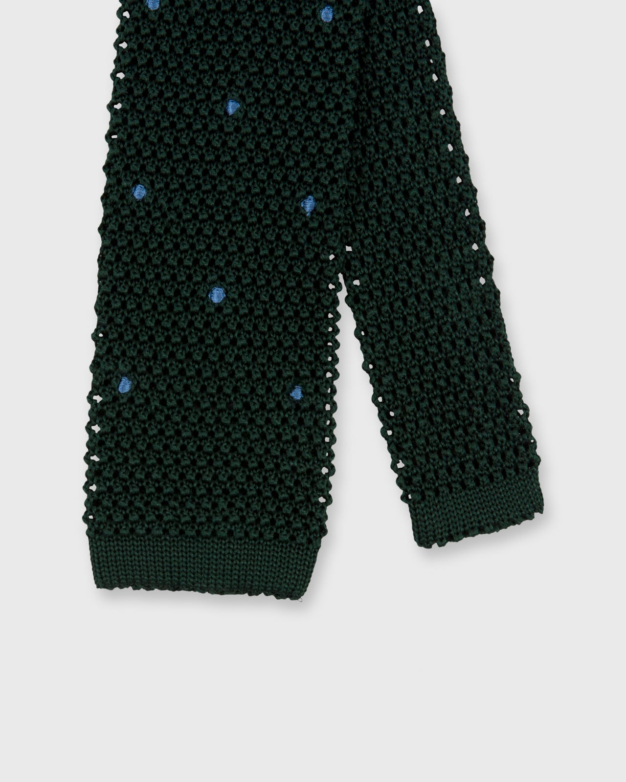 Silk Knit Tie Hunter/French Blue Dot
