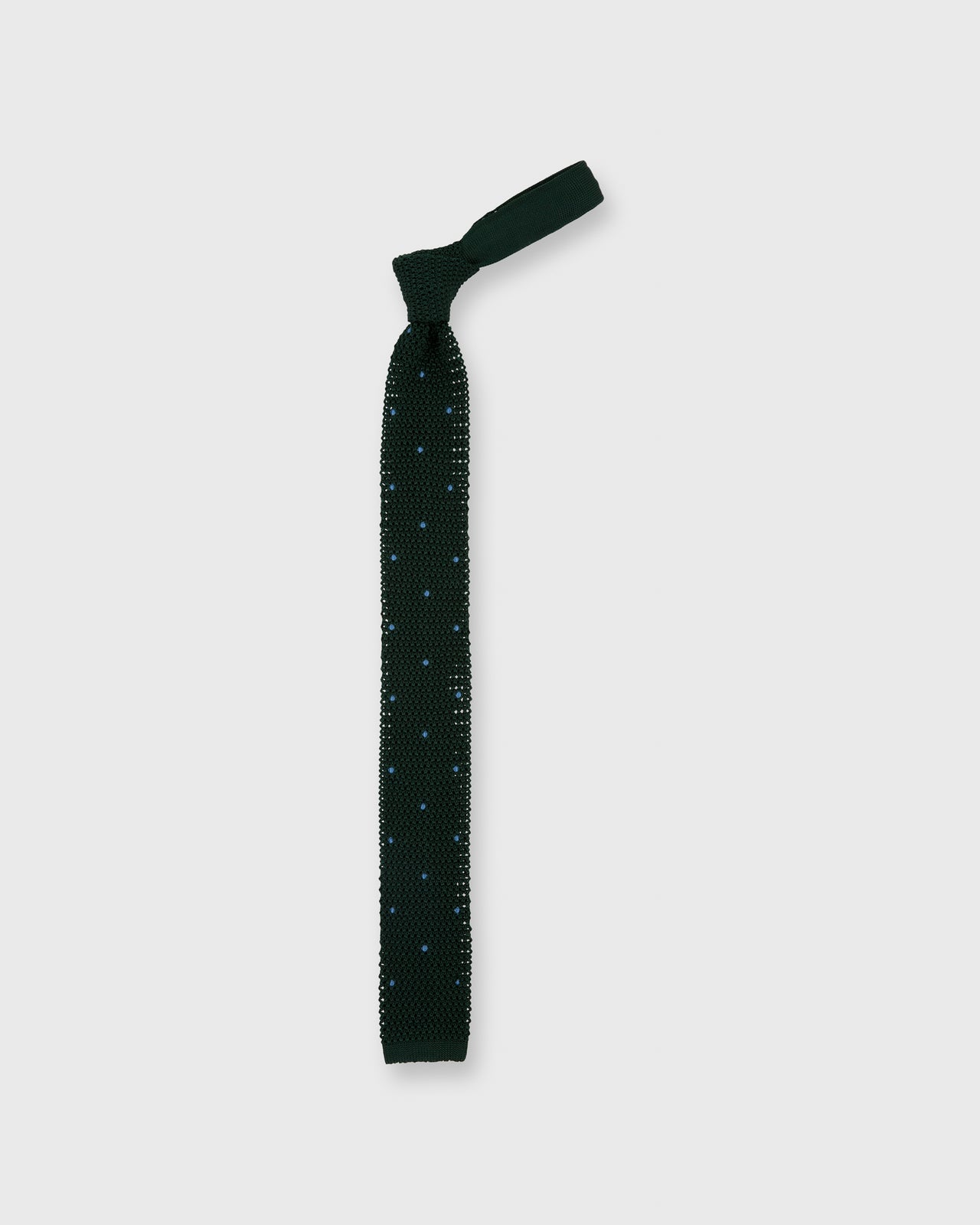 Silk Knit Tie Hunter/French Blue Dot