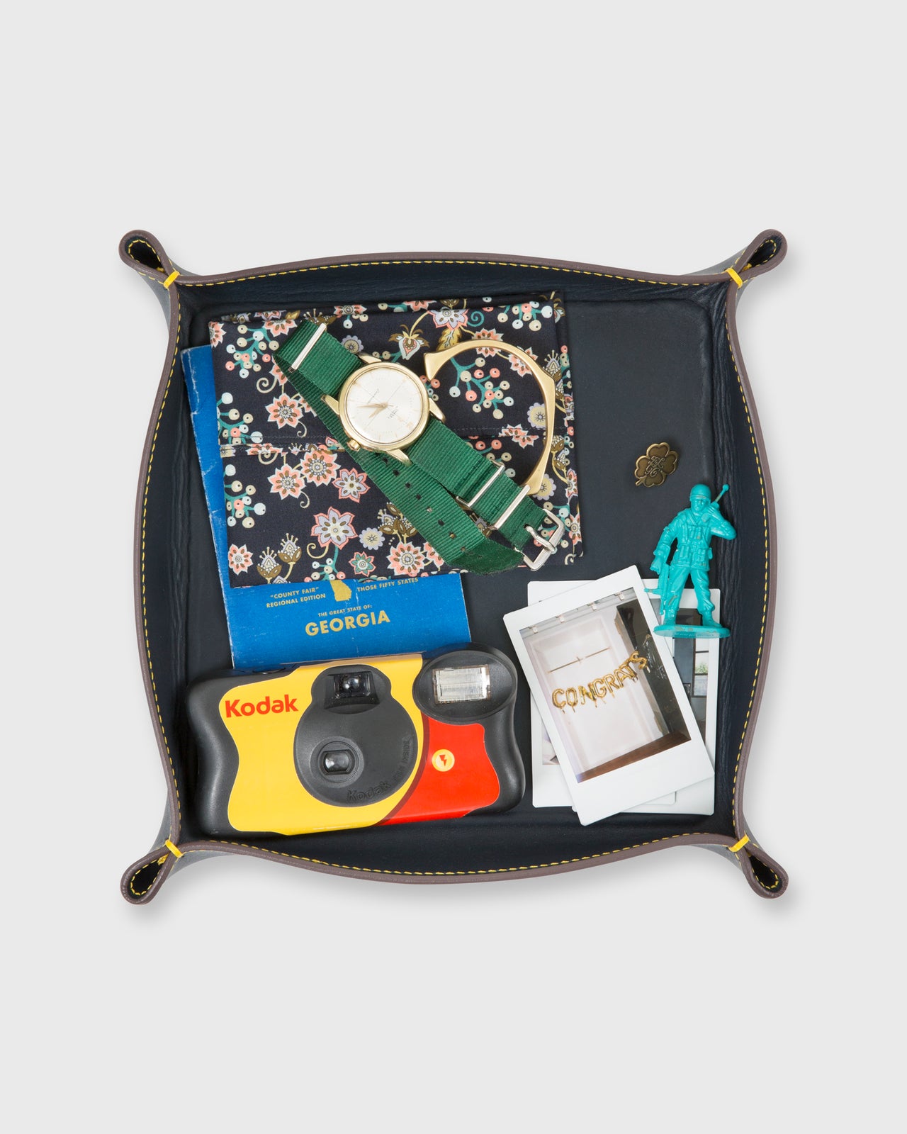 Large Tray in Navy Leather