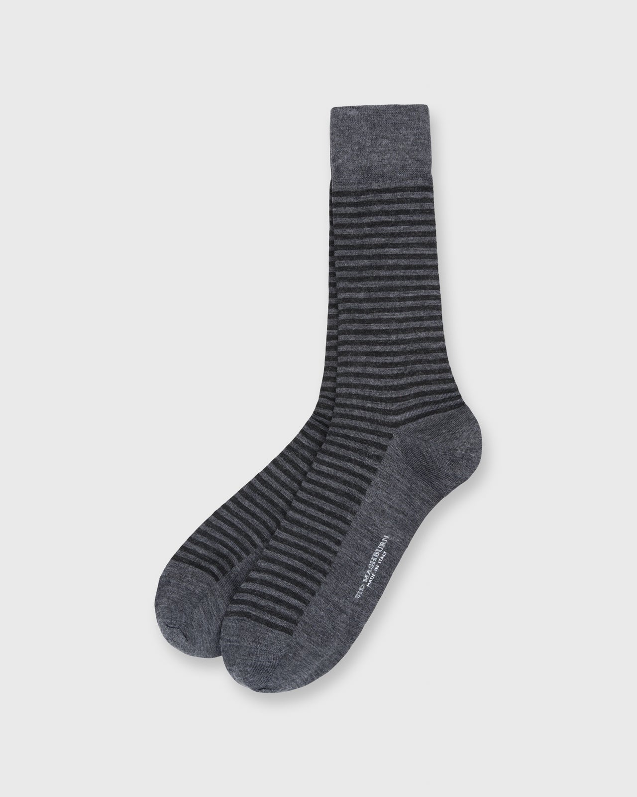Striped Trouser Dress Socks Heather Grey/Dark Heather Extra Fine Merino